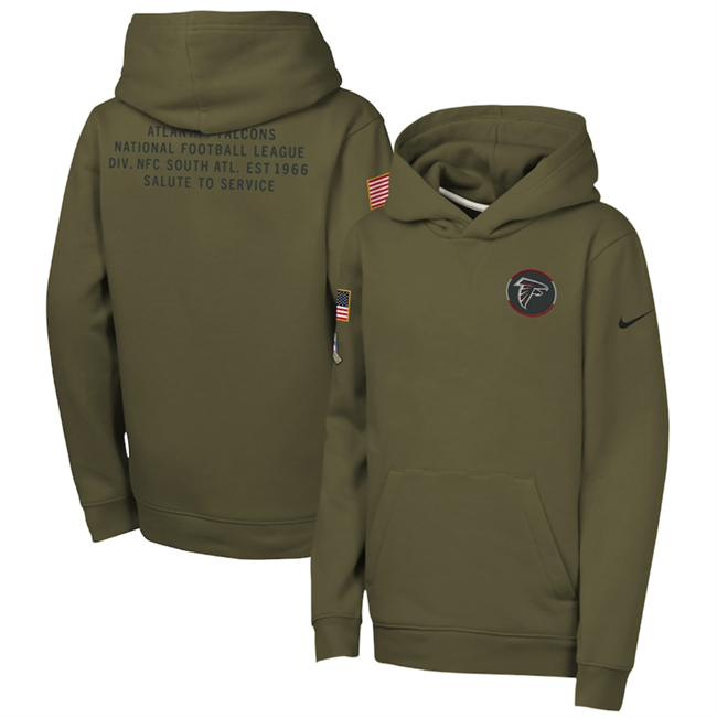 Youth Olive Atlanta Falcons 2025 Salute to Service Club Fleece Hoodie